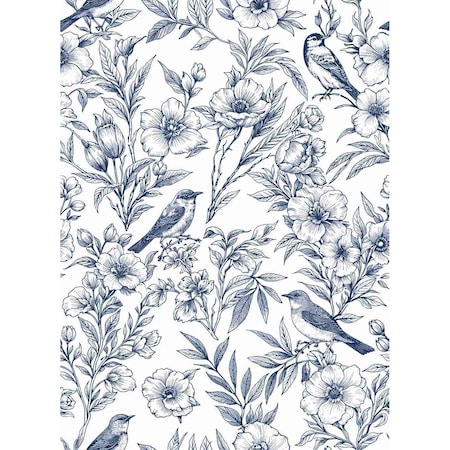 Ackland Garden Reverie 20.5 in x 18 ft Blue Floral Bird Peel and Stick Wallpaper (1-Pack, 30 sq. ft.) AKKWPGARE20.5X18FT-EA