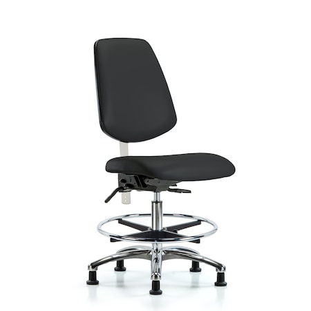 Blue Ridge Ergonomics Clean Room Chair Vin Med Ben Chair, Med, Bk, Blk, CL100, No Arms, 22" to 29" Height, Vinyl, Black BR-NCR-VMBCH-MB-CR-T1-A0-CF-RG-8540