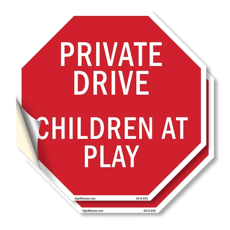 Signmission Private Drive Children at Play, 4 inch X 4 inch, Vinyl Decal, 2PK OC-D-2PACK-4-35