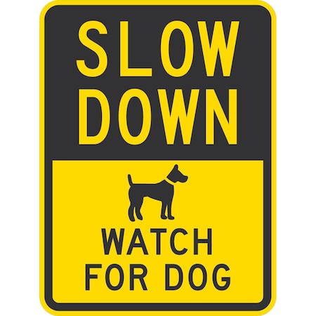 Lyle Slow Down Watch For Dog (W/Sym), 18x24, Non-Reflective, Yellow G-11340-NA_18x24