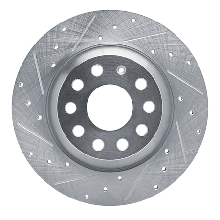 Dynamic Friction Co DFC Brake Rotor - Drilled and Slotted - Silver 631-73082L