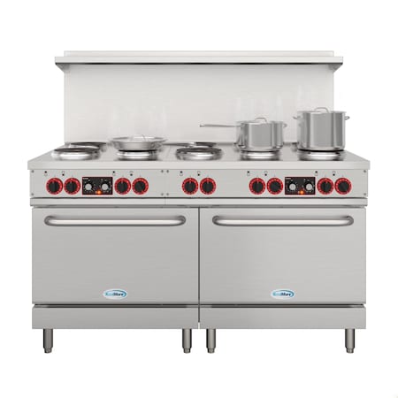 Koolmore 60 In. Commercial Electric Range with 10 Burners and 2 Standard Electric Ovens - 208V 3 Phase KM-CR60-E