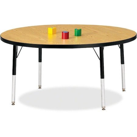 Jonti-Craft Berries Round Activity Table, 48 in. Diameter, E-height, Oak/Black/Black 6433JCE210