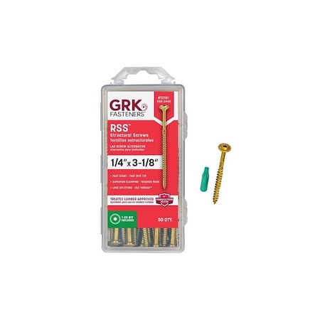 Ramset Wood Screw, 1/4 in, 3-1/8 in 12161