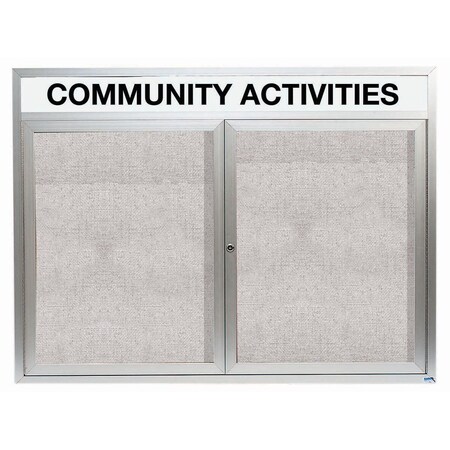 Aarco Outdoor Enclosed Bulletin Board w/ Al Frame Header, Clear Satin Anodized Finish, Neutral 36''Hx48''W ODCC3648RH