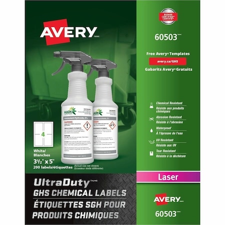 Avery Dennison Avery-Dennison 60503 UltraDuty GHS Chemical Labels; White - 3.5 x 5 in. 60503