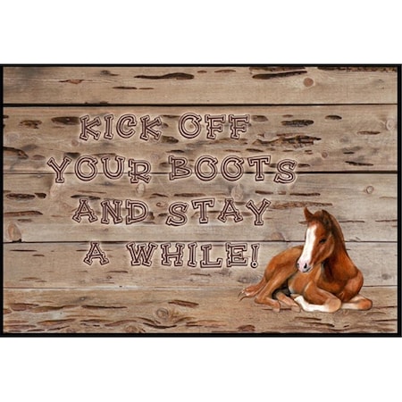 Carolines Treasures SB3064JMAT Kick off your boots and stay a while Indoor or Outdoor Mat SB3064JMAT