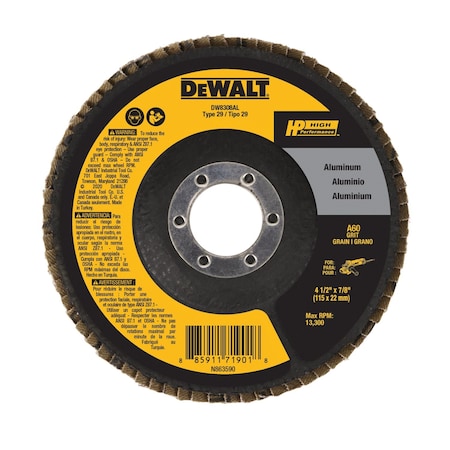 Dewalt Fiber Disc, 4 1/2 in Dia, 7/8in Arbor DW8308AL