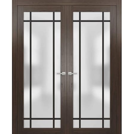 Sartodoors Solid French Double Doors Frosted Glass Planum 2112 72x80 (2* 36x80) Solid Core Modern Interior PLANUM2112DD-CA-72 x 80 (2* 36x80)-Butterfly
