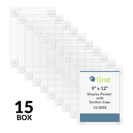 C-Line Products 9" x 12" Heavyweight Vinyl Welded Display Pocket with Suction Cups, 15/BX 71012