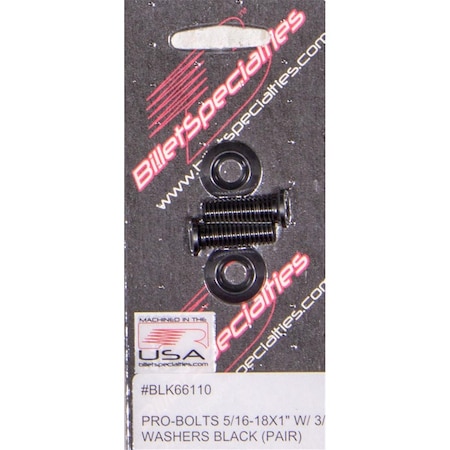 Billet Specialties BLK66110 0.312-18 x 1 in. Stainless Steel Bolts, Black BSPBLK66110