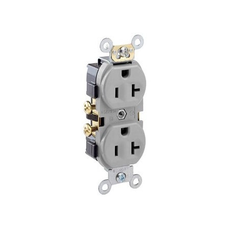 Leviton Commercial Grade Duplex Receptacle, 20 Amp, 125 Volt CR20-GY
