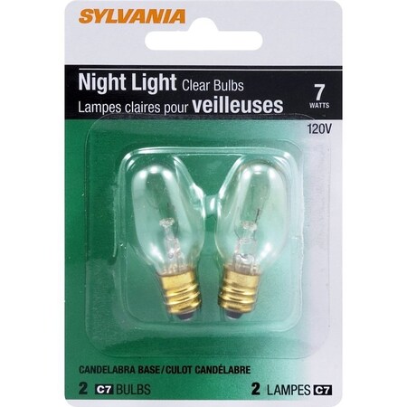 Sylvania Incandescent Lamp, 7 W, Candelabra E12 Lamp Base, 2850 K Color Temp, 3000 hr Average Life 13543
