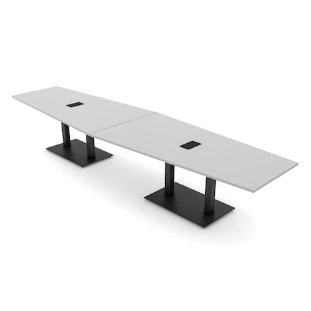 Skutchi Designs Hexagon Conference Table With Power Unit, 48 in W, 168 in L, Grey HAR-HEX.IR-48X168-DOU.BK-U779-EBLK