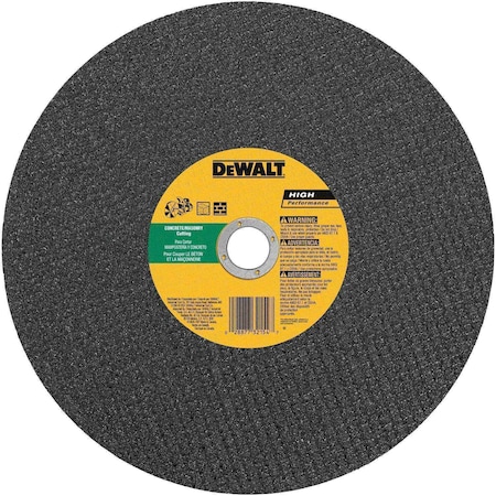 Dewalt Abrasive Cut-Off Wheel, Type 1, 14 in Dia, 0.125 in Thick, 20 mm Arbor Hole Size, Silicon Carbide DW8025