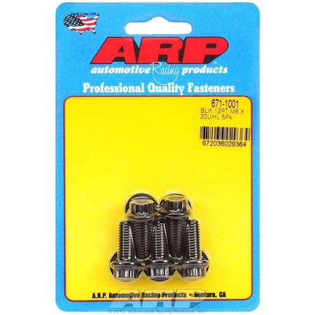 Arp 671-1001 8 x 1.25 x 20 mm 12-Point Chromoly Steel Bolt Kit, 5PK ARP671-1001