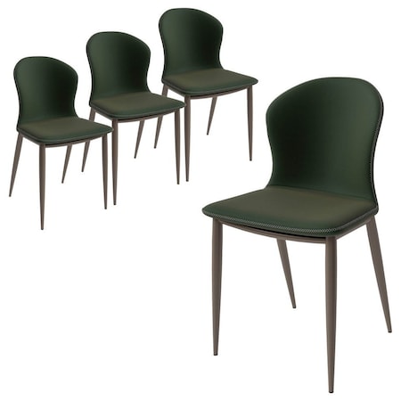 Leisuremod Mosaic Collection Modern Dining Chair in Olive Green Fabric, 4PK MC44OG4