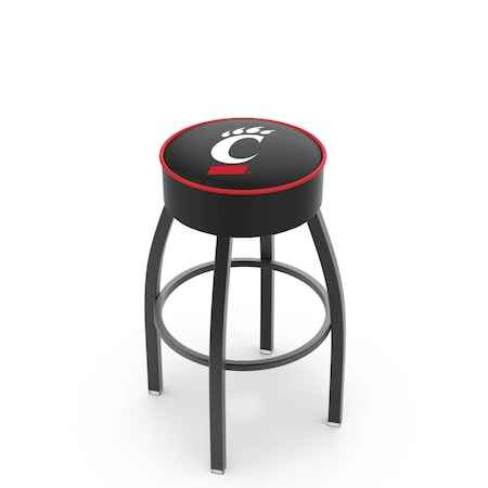 Holland Bar Stool Co 25" 4" Cincinnati Cushion Seat, Blk Wrinkle Base Swivel Bar Stool L8B125Cincin