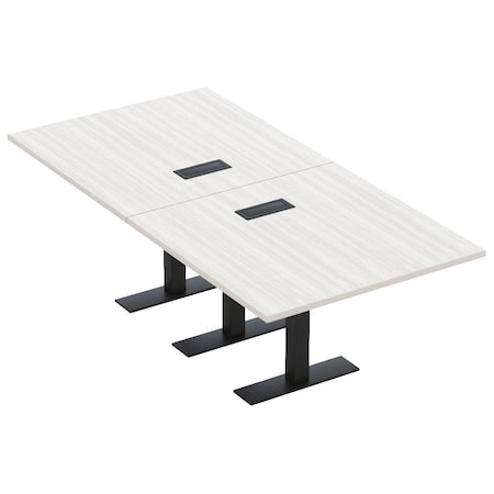 Skutchi Designs 8ft Rectangular Conference Table With Power | Harmony Series | 8 Person Meeting Room Table HAR-REC-48x96-T.BK-WA7976-EBLK