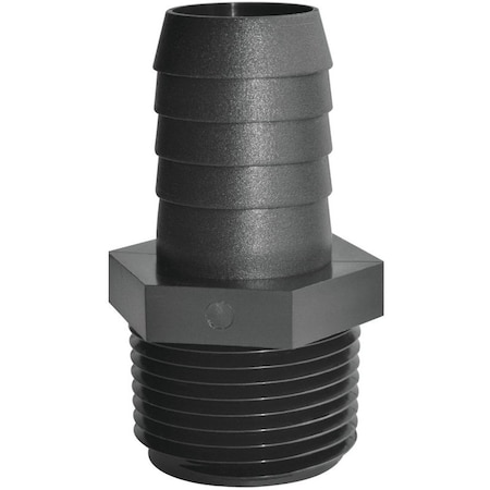 Green Leaf A1238P Pipe to Hose Adapter, Straight, Polypropylene, Black A 1238 P