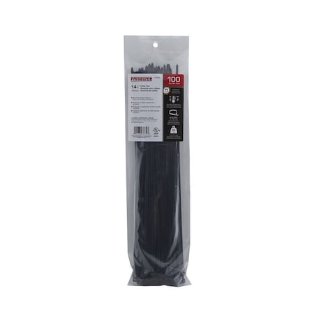 Prosource Cable Tie, 102 mm Max Bundle Dia, Self-Locking Locking, Nylon, Black, 100PK CT0912