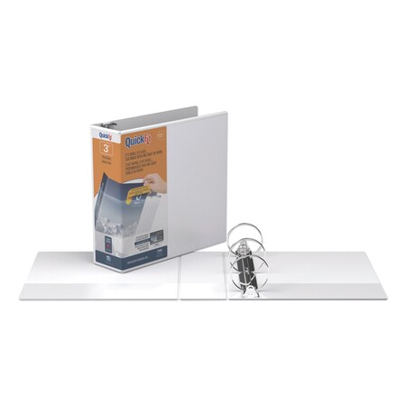 Stride QuickFit Round-Ring View Binder, 3 Rings, 3in Capacity, 11 x 8.5, White 88050