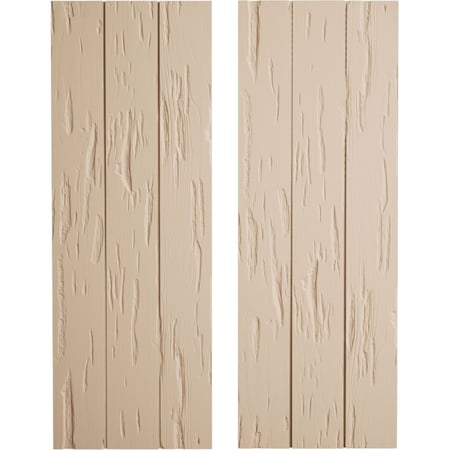 Ekena Millwork Rustic 3 Board Joined Board-n-Batten Pecky Cypress Faux Wood Shutters w/No Batten, 16 1/2"W x 54"H SHUBJN16X54PCPR