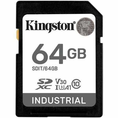 Kingston 64GB SDXC INDUSTRIAL -40C TO 85C C10 UHS-I U3 V30 A1 PSLC SDIT/64GB
