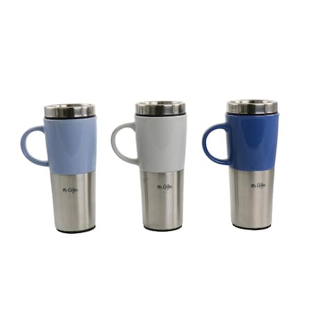 Mr. Coffee Travertine 16 oz Stoneware & Stainless Steel Travel Mug with Lid Assorted, 3PK 80622.01