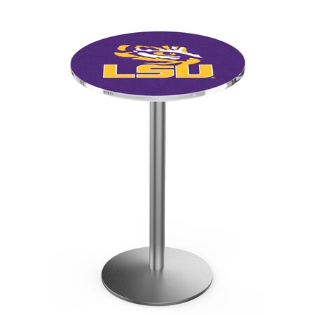 Holland Bar Stool Co 42" Stainless Steel Louisiana State Pub Table, 36" dia. Top L214S4236LaStUn