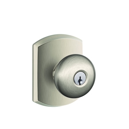 Schlage Residential Plymouth Knob with Greenwich Rose Keyed Entry Lock C Keyway with 16211 Latch and 10063 Strike F51APLY619GRW