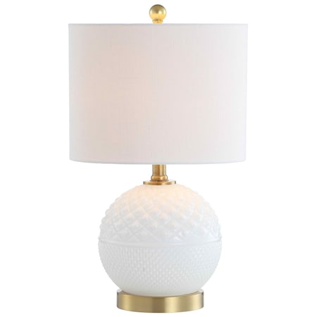 Jonathan Y Julienne 20.5" Glass/Metal LED Table Lamp, White/Brass Gold JYL1040A
