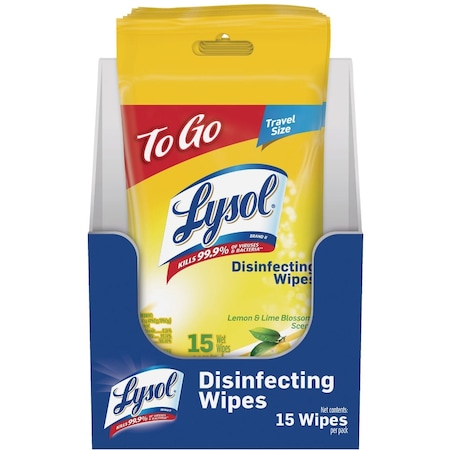Lysol Lemon & Lime Disinfecting Wipes To Go Flatpack, 15-Count 1920099799