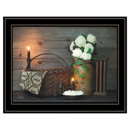 Homeroots White Flowers 2 Black Framed Print Wall Art 404670