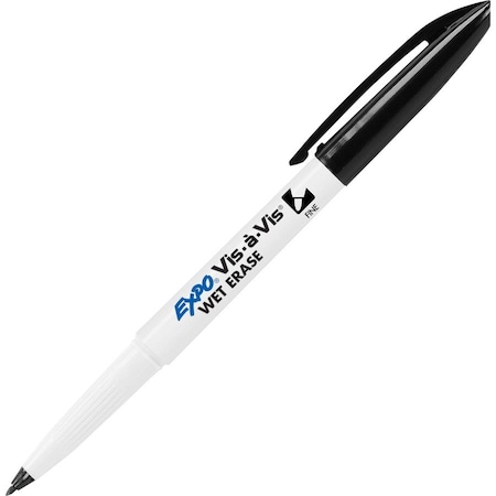 Expo Vis-a-Vis Wet-Erase Markers, Ultra Fine Tip, Black, 12PK SAN16001