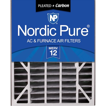 Nordic Pure 20x25x5 Plus Carbon Pleated Air Filter, High Capacity, MERV 12 20x25x5ABPM12C-1