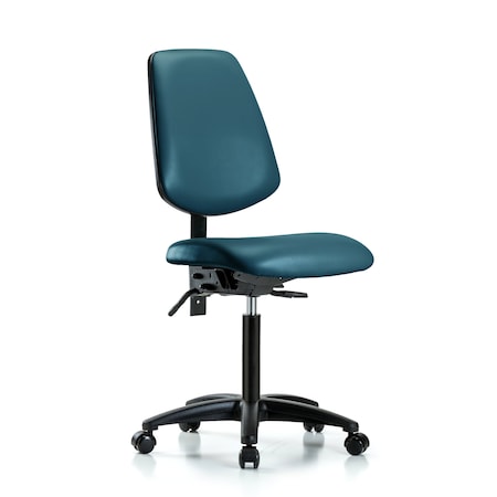 Blue Ridge Ergonomics Vinyl Chair, Med Bench, Med Back, Casters, Royal BR-VMBCH-MB-RG-T0-A0-NF-RC-8801