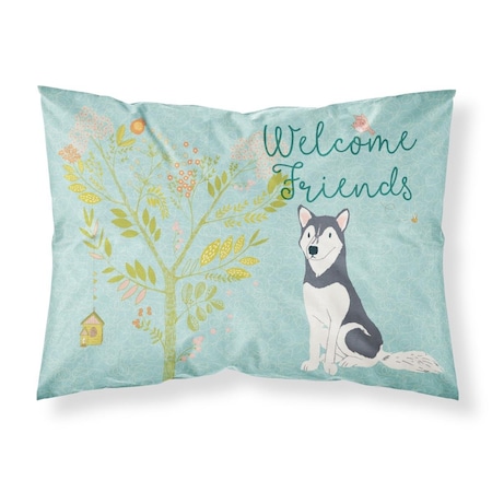 Carolines Treasures Welcome Friends Siberian Husky Fabric Standard Pillowcase CA68838