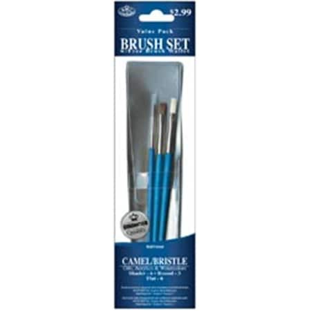 Royal Brush 325095 Brush Set Value Pack CamelBristle 3PkgShader 6 Round 3 & Flat 6, 3PK 9103