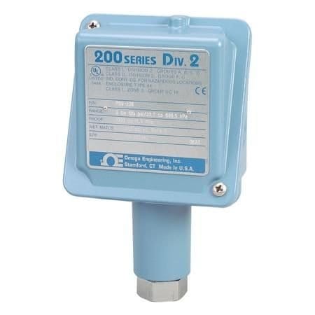 Omega Hermetic Pressure Switch, Gauge Type, (1) 11 A DPDT, 1/4 " NPT Female, 3 psi to 100 psi, 2 psi to 1 PSW-236