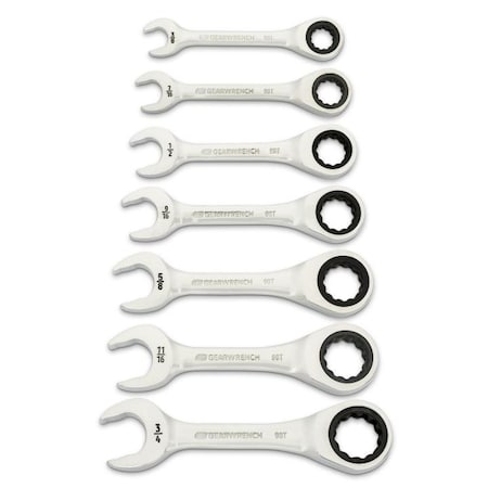 Gearwrench Stubby Combination, SAE, 7 PC, 12 Pt 86858