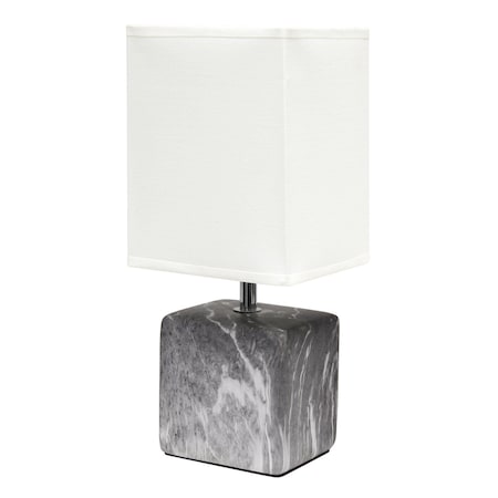 Homeroots 12" White Ceramic Square Table Lamp With White Shade 643285