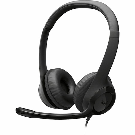 Logitech USB Headset, Padded, Volume/Mute Controls, Black 981000014