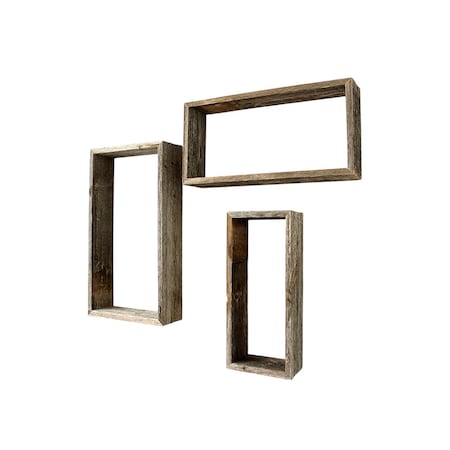 Homeroots Set of Three Gray Wood Hanging Dimensional Sculpture, 3PK 380355