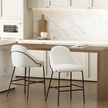 Manhattan Comfort Gracie Counter Stool  in White and Black - Set of 2 2-CS019-BWH