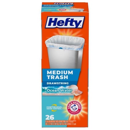 Hefty 8 gal Ocean Water Trash Bags Drawstring, 26PK E88534