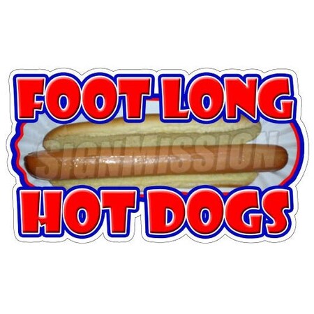 Signmission Foot Long Hotdog, 12 Inch, Decal D-Foot Long Hotdog