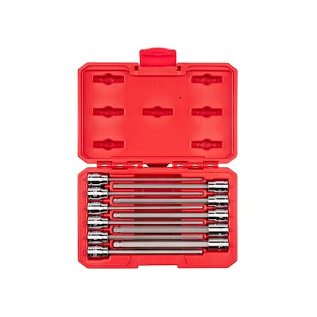 Tekton 3/8 Inch Drive Long Ball End Hex Bit Socket Set with Case, 11-Piece 3-10 mm SHB91320