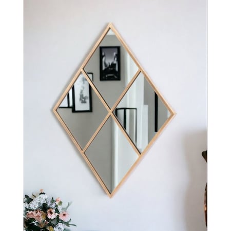 Homeroots 41" Gold Diamond Steel Framed Accent Mirror 524077