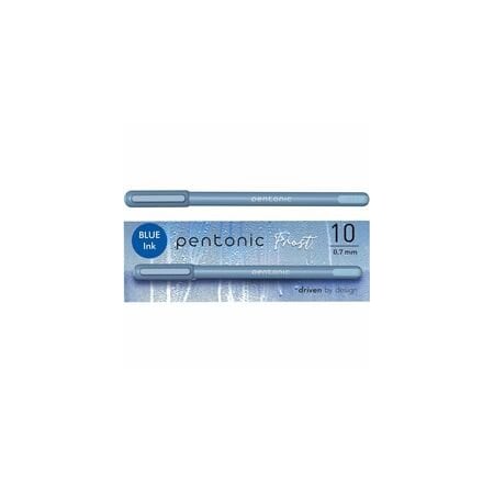 Pentonic Frosted Barrel Ballpoint Pens, 0.7 mm Fine Pen Point, Blue Ink, Frost, Blue Barrel, 120PK PEN13085